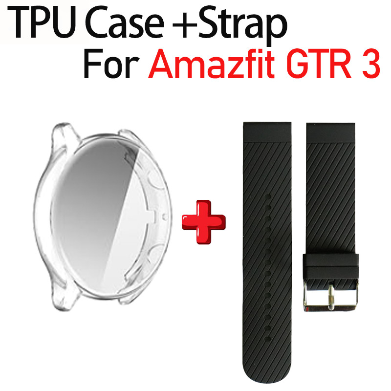 NEWZEROL Cover Protettiva Per Amazfit GTR 3 E GTR 3 Pro (2 Pezzi) - Bumper In TPU Morbido Antigraffio, Nero E Argento