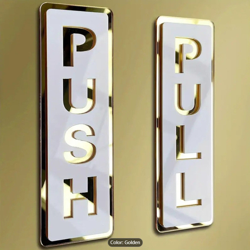 PUSH和PULL推拉門貼15x5cm, 開門提示推拉字左右移門標識標誌亞克力貼 | 蝦皮購物