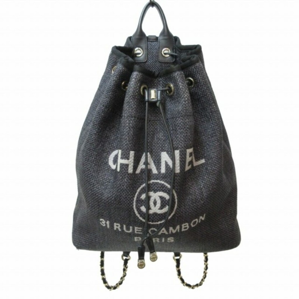 CHANEL 香奈兒 後背包 鏈條 雙C Deauville系列 標誌 日本直送 二手 | 蝦皮購物
