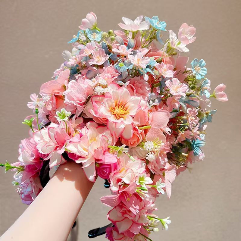 低價秒殺簪花髮箍頭飾泉州漢服絹花髮飾民族寫真花朵花環小女孩春遊頭飾 | 蝦皮購物