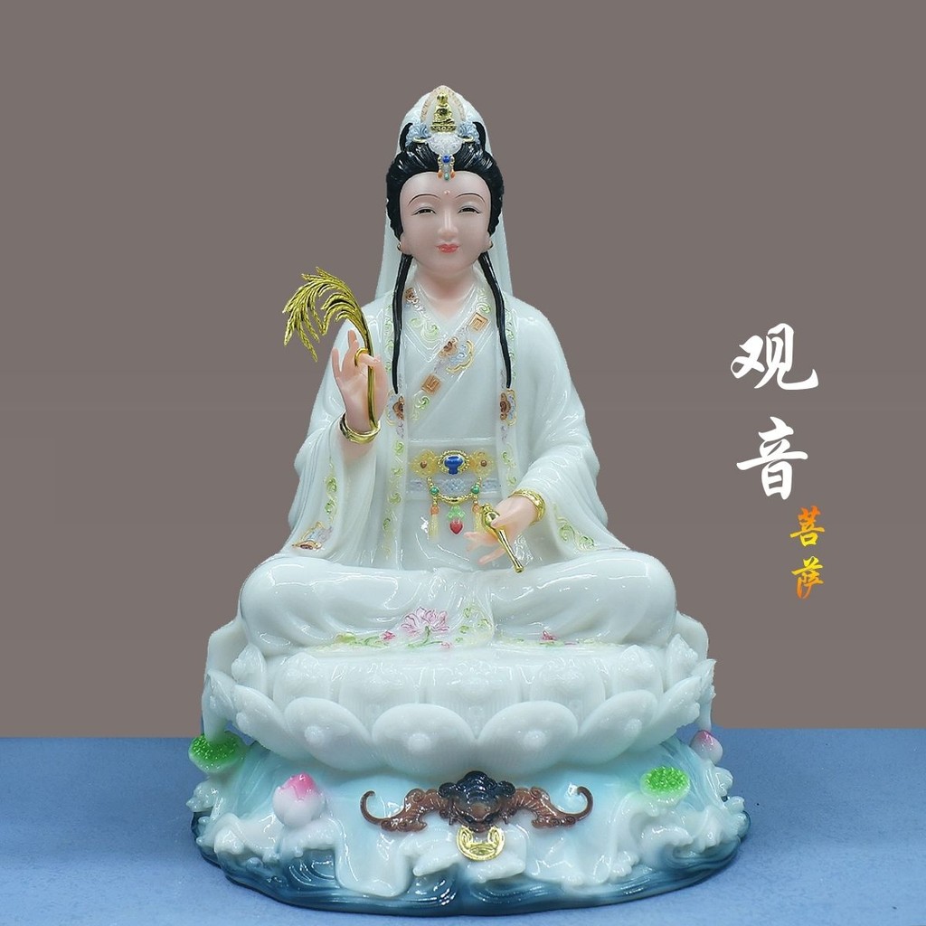 【臺灣出貨】新款漢白玉 妙善佛像 觀音菩薩坐蓮神像 南海觀世音 家用供奉 擺件 | 蝦皮購物