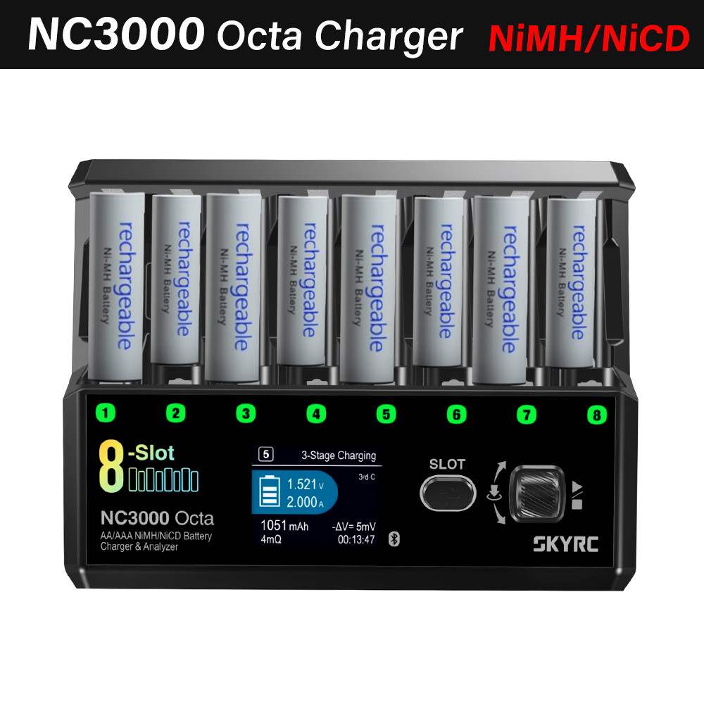 SKYRC NC3000 Octa NiMH NiCD 充電器8 槽100-5000mAh 7 模式AA/AAA