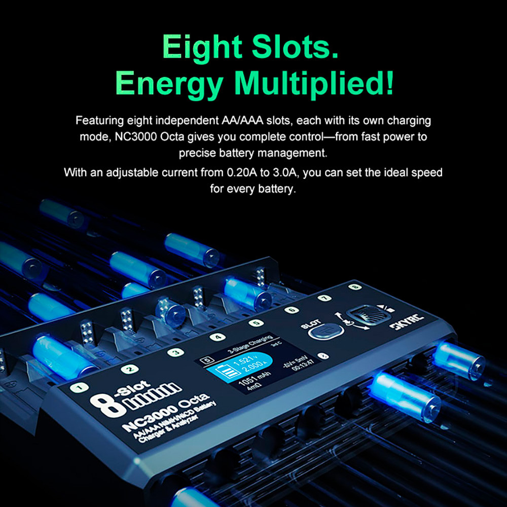 SKYRC NC3000 Octa NiMH NiCD 充電器 8 槽 100-5000mAh 7 模式 AA/AAA | 蝦皮購物