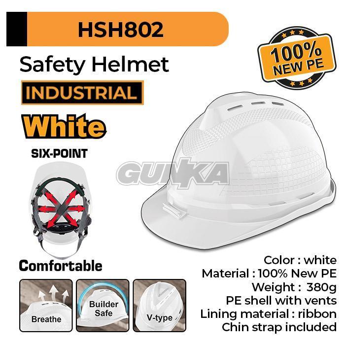白色項目頭盔 V 通風帽簷白色 INGCO HSH802 棘輪快速軌道工業安全頭盔 PE | 蝦皮購物