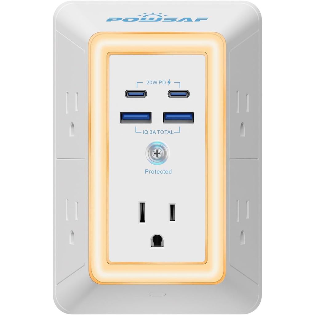 Multi Plug Outlet Surge Protector - POWSAF 5 Outlet Extender | 蝦皮購物