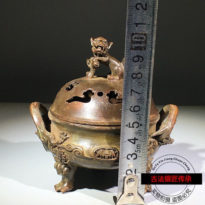 鄉下收來古董純銅獅蓋熏香爐大明宣德年造三足鼎傢用擺件檀香銅爐| 蝦皮購物