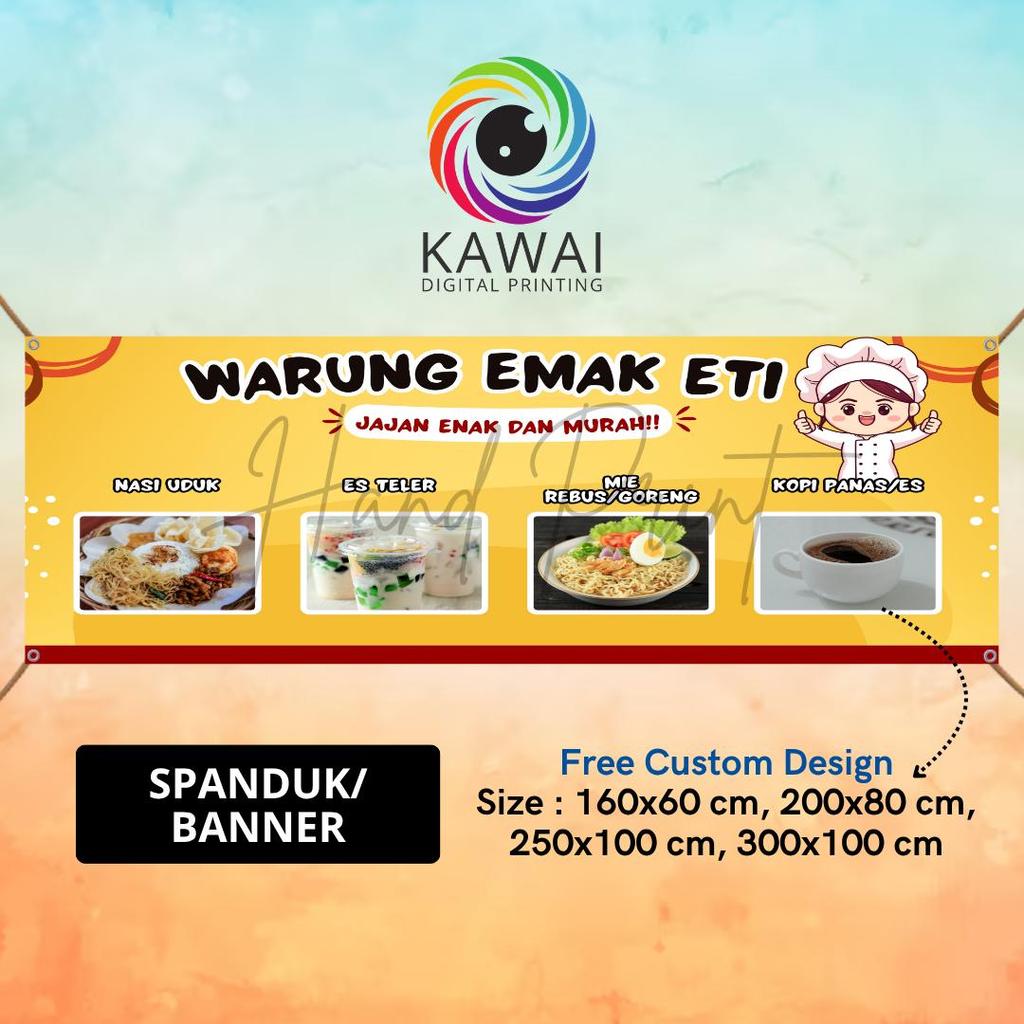 MMT 橫幅 Warung Emak Eti 黃色可要求 300x100CM | 蝦皮購物