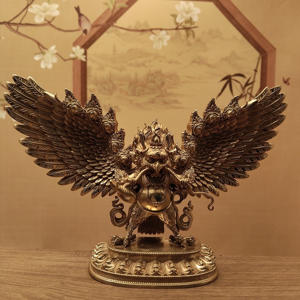 西藏精工黃銅大鵬鳥像金翅大鵬鳥居家辦公客廳擺件供奉工具車用| 蝦皮購物