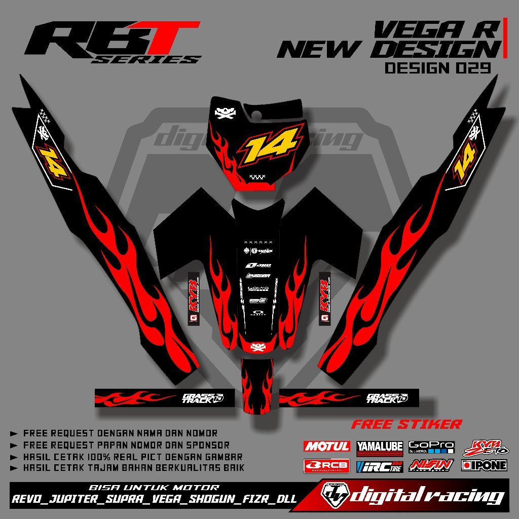 RBT/GTX VEGA R NEW 變體貼紙最新 RBT CODE 029 改裝鴨子條紋貼紙 KX KTM RRT G | 蝦皮購物