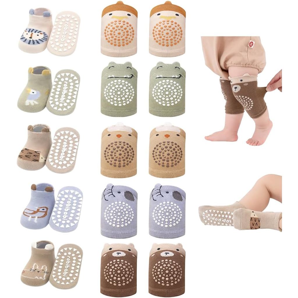 Baby Crawling Knee Pads and Socks with Anti-Slip Grips 10 Pa | 蝦皮購物