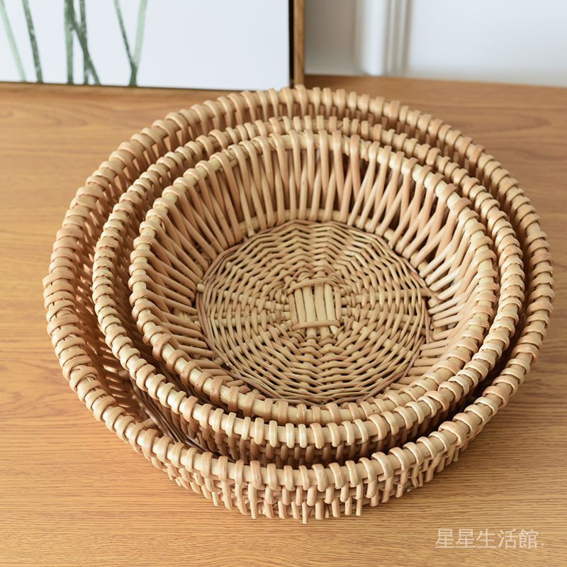 饅頭筐柳編藤編草編筐收納籃編織籃子水果 桌麵零食麵包框竹籃子 YJBM | 蝦皮購物