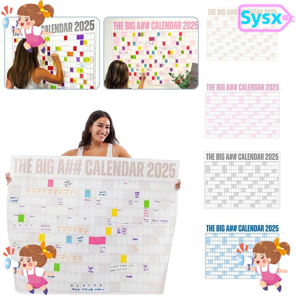 SYSX 2025 計劃表,帶筆和不干膠貼紙 Giant The Big A Calendar,日程管理器家庭計劃表 | 蝦皮購物