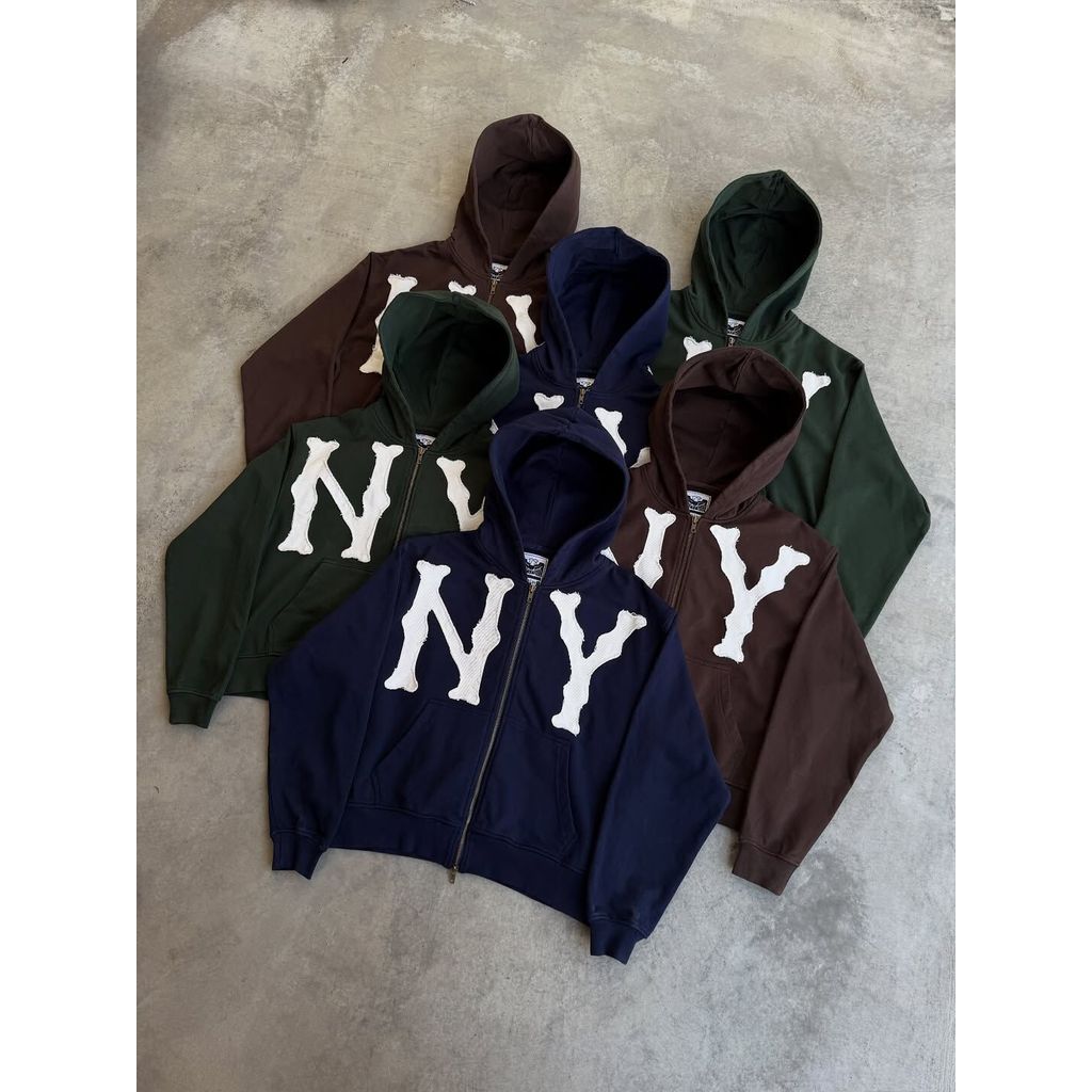 CASA DE LIPA BROWN NY HOODIE 拉鍊外套咖啡| 蝦皮購物