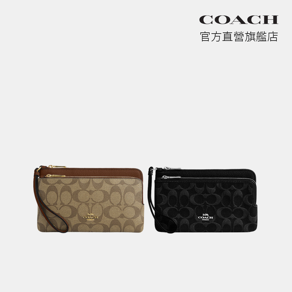 【COACH】經典LOGO雙拉鏈皮夾-多色任選(CU919/CU920/CX161/CZ763)｜官方直營 | 蝦皮購物