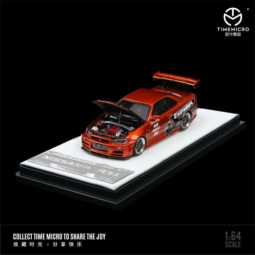 TimeMicro 1:64 Nissan GT-R R34 SPOON 塗裝壓鑄模型車帶可打開引擎蓋 - 限量版收藏玩 | 蝦皮購物