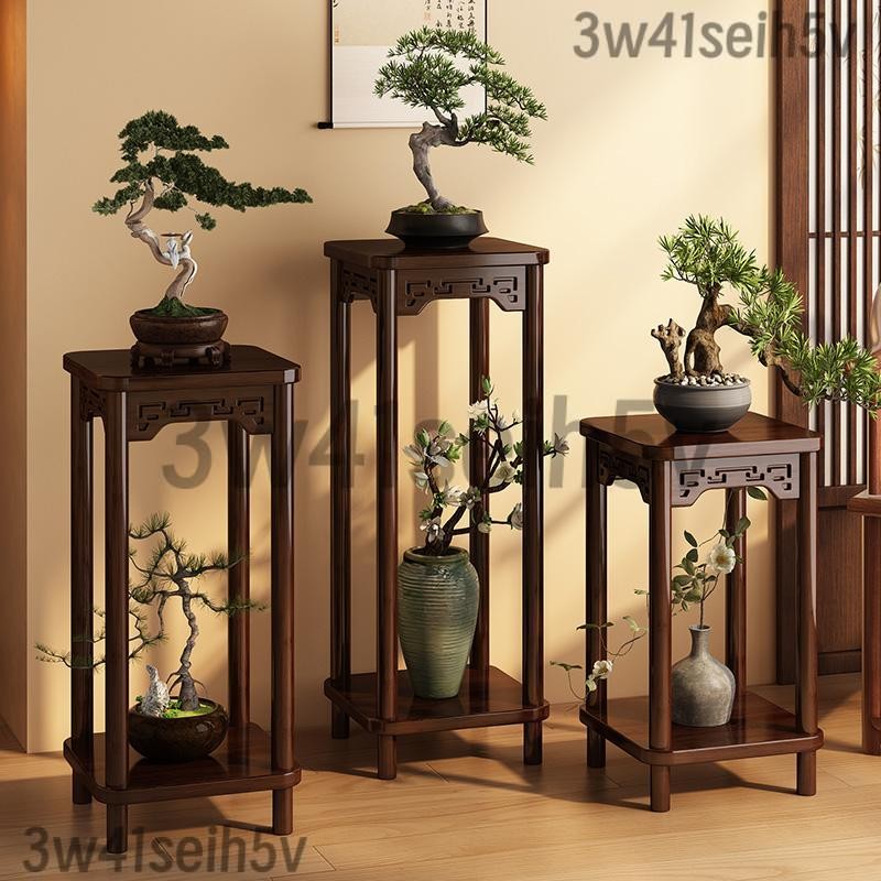 古風植物展示架】中式多層實木花台客廳落地盆景架陽台穩固花盆托架