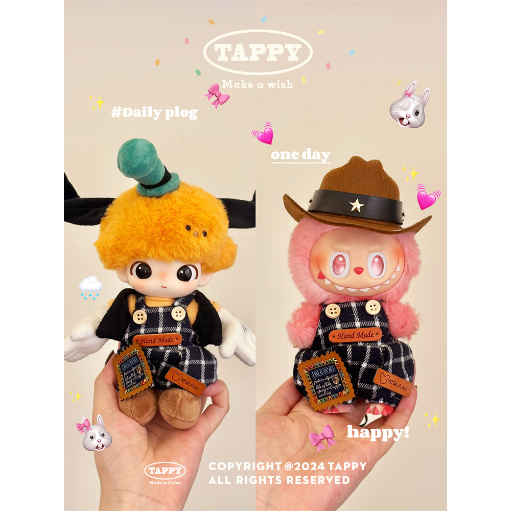 撻皮Tappy牛仔徽章Labubu/DIMOO高飛玩偶迪士尼系列可穿帽子娃衣 | 蝦皮購物