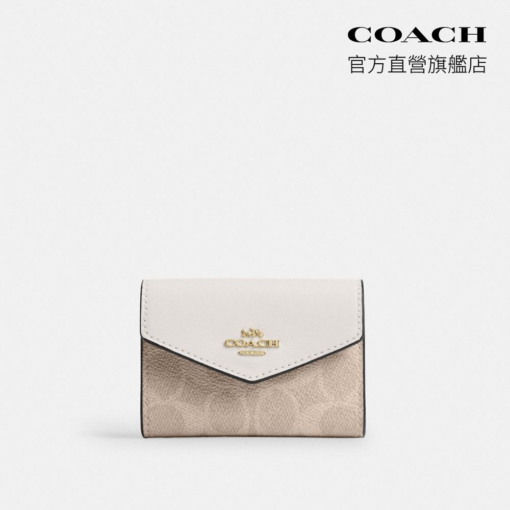 【COACH】經典LOGO 翻蓋卡夾 證件包 卡包-IM/沙黃色/粉筆白色(CZ272)｜官方直營 | 蝦皮購物
