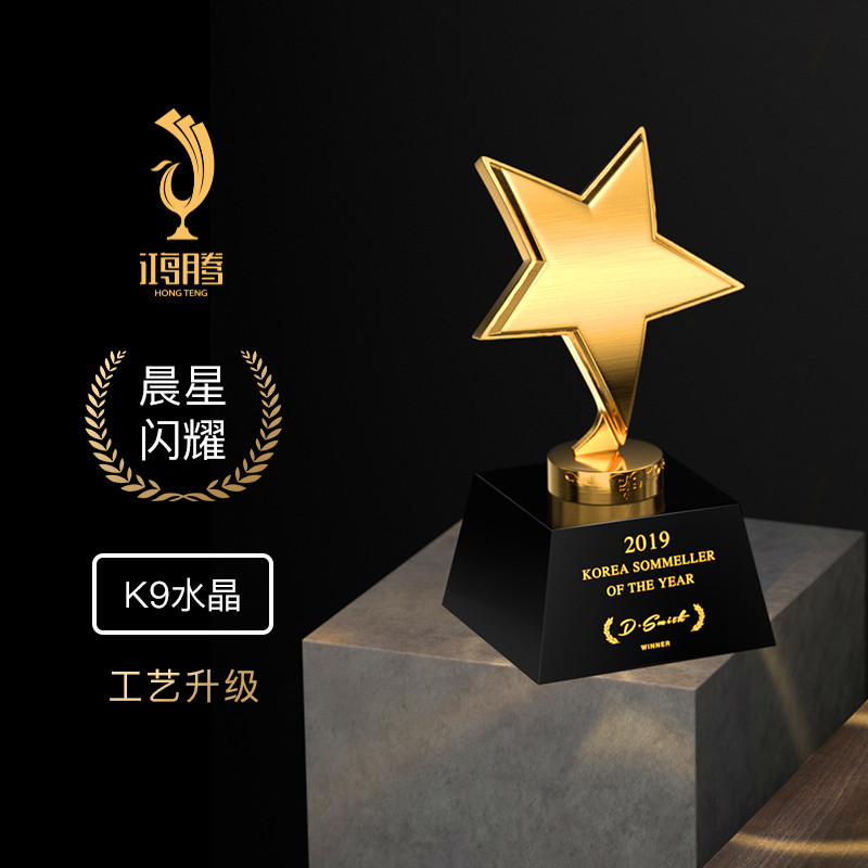 金屬獎杯客製 五角星金屬獎杯兒童水晶獎杯定做製作頒獎禮品小獎杯免費刻字 | 蝦皮購物