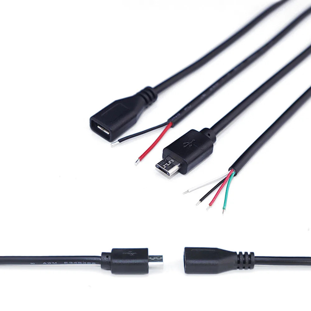 2/4Pin Micro USB公/母電源線純銅Micro USB 2/4芯充電線快速傳輸4Pin數據線0.3M長 | 蝦皮購物