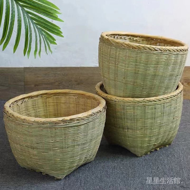 【双11大酬宾直降10%以上】純手工竹編筐子竹黃大竹筐簍子超市飯店擡收納籃竹籮筐展示簍 H1WL | 蝦皮購物