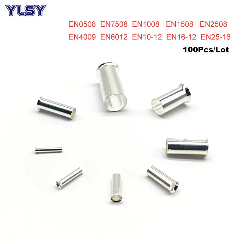 100 件銅管裸線端壓接端子裸電線電纜連接器 EN0508~EN16-12 套圈 22-6AWG 0.5-16mm2 | 蝦皮購物