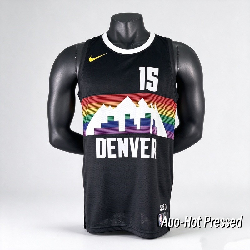 2026 熱壓 NBA 丹佛金块隊 Nuggets #15 Nikola Jokic 約基奇 黑色2026城市籃球球衣 | 蝦皮購物