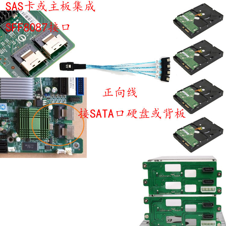 阵列卡主板连NAS背板Mini SAS SFF 8087转sata正向反接数据线 | 蝦皮購物