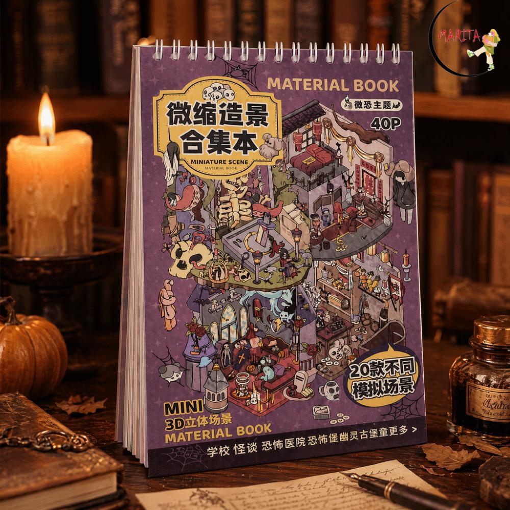 MARITA 微型場景貼紙,DIY 20 場景風景貼紙書,恐怖主題 PET 模切堆疊貼紙兒童 | 蝦皮購物