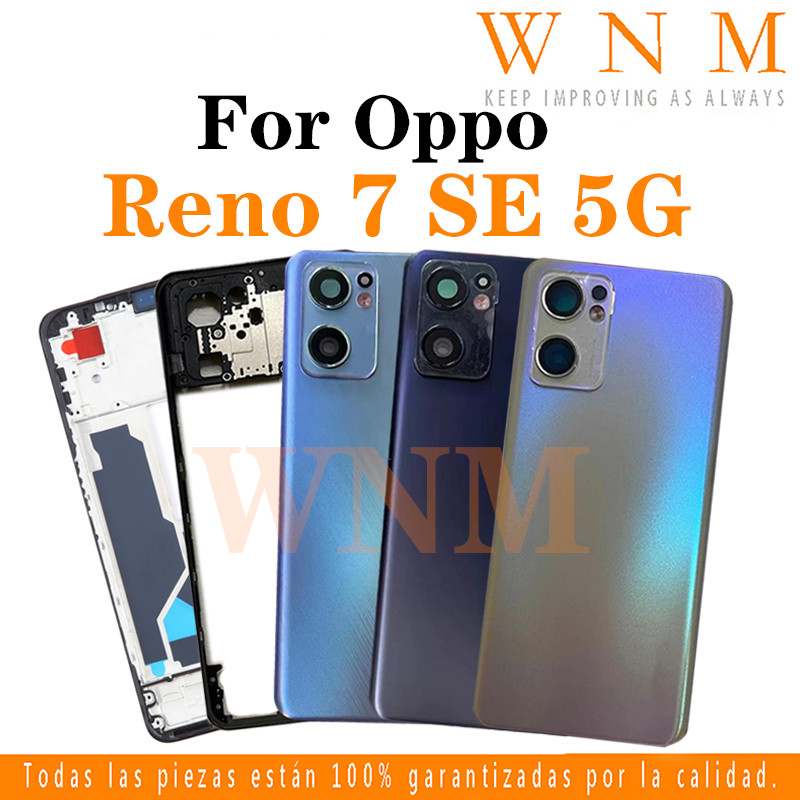 適用於 OPPO Reno 7 SE 5G PFCM00 LCD 前框擋板後電池蓋 + 中框 + 攝像頭邊框零件後殼外殼 | 蝦皮購物