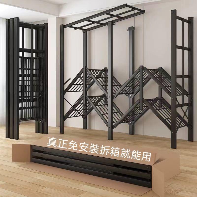 免安裝 折疊鋼管 衣櫃 加粗 15mm 方管 全鋼框架 家用 大容量 布罩衣櫥 臥室快速組裝 收納衣櫃 出租屋簡易無板材