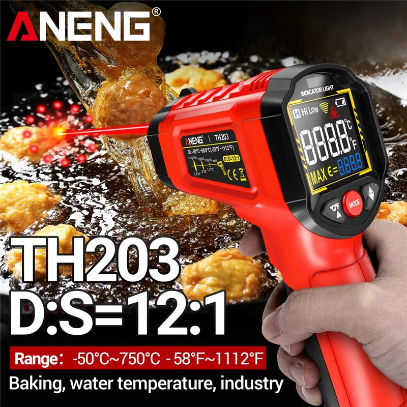 TH203 紅外線測溫儀 -50~600°C 工業級溫度槍 VA反顯彩屏 高精度 非接觸式測溫儀 家用/電工/烘焙 | 蝦皮購物