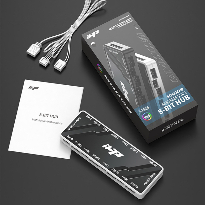 臺式機風扇集線器 ARGB PWM二合一擴展盒 雙8位風扇HUB 電腦機箱燈光控制盒 | 蝦皮購物