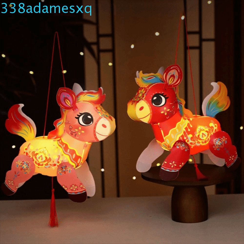 ADAMESXQB 手持燈籠,PVC 卡通生肖馬燈籠,D I Y 燈籠材料小馬傳統風格祝福燈籠春節 | 蝦皮購物