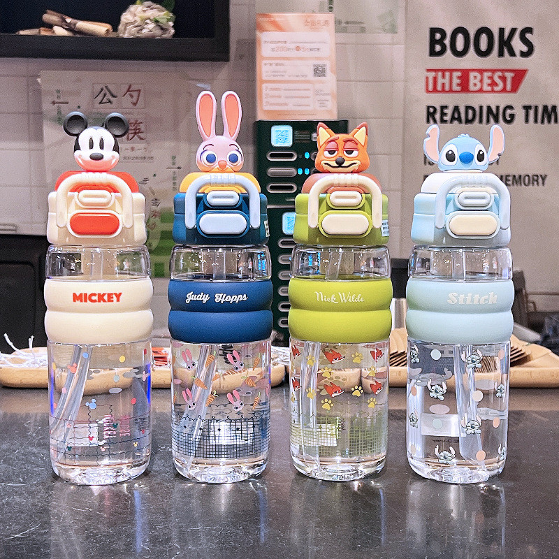 Zootopia Judy 水杯 600ml 大容量水瓶帶吸管 Tritan 瓶 BPA FREE 塑料杯學生卡通雙飲水 | 蝦皮購物