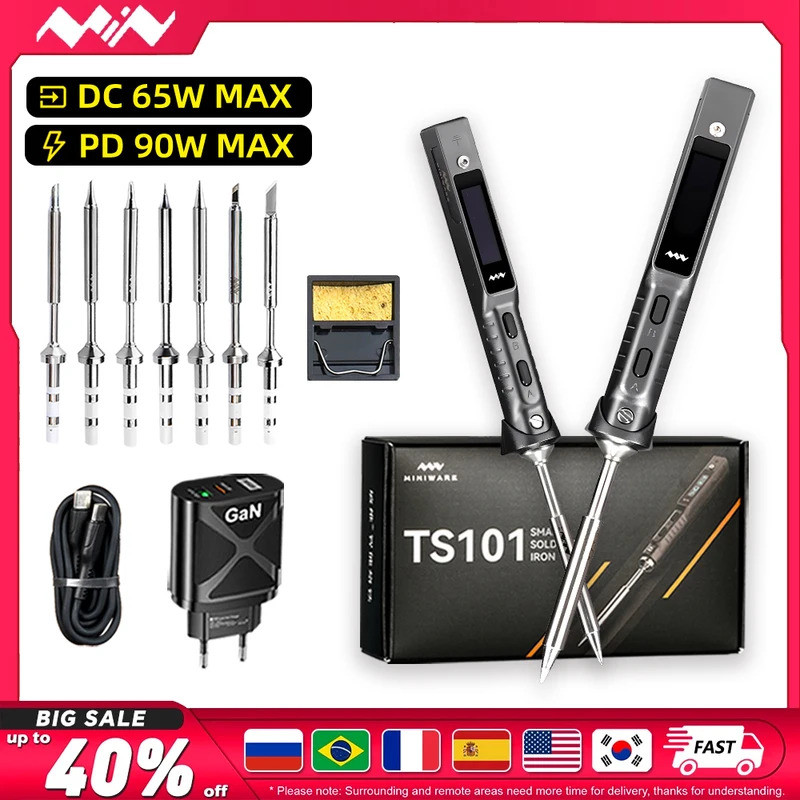 熱銷原裝 TS101 烙鐵可調溫數字焊台 90W PD 充電器 Mini USB TS100 TS 101 | 蝦皮購物