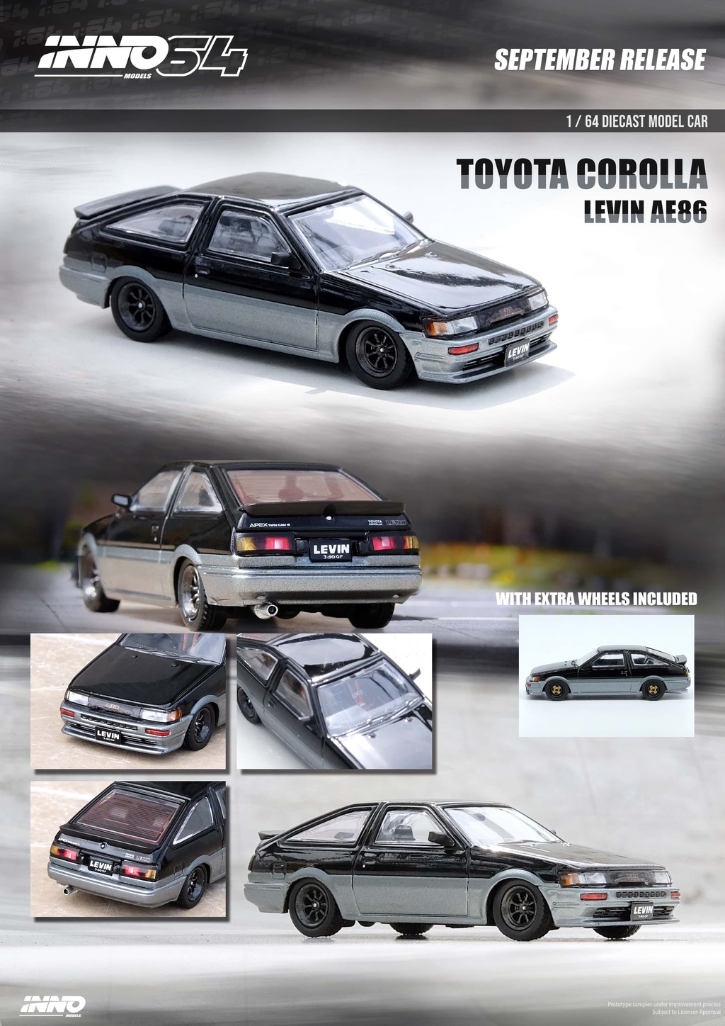 【模例】iNNO64 1/64 TOYOTA COROLLA Levin AE86 黑/灰| 蝦皮購物