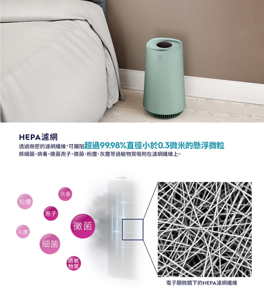 Electrolux 伊萊克斯 Flow A3 抗菌空氣清淨機(FA31-202GN)(極光綠)直播不送濾網 | 蝦皮購物
