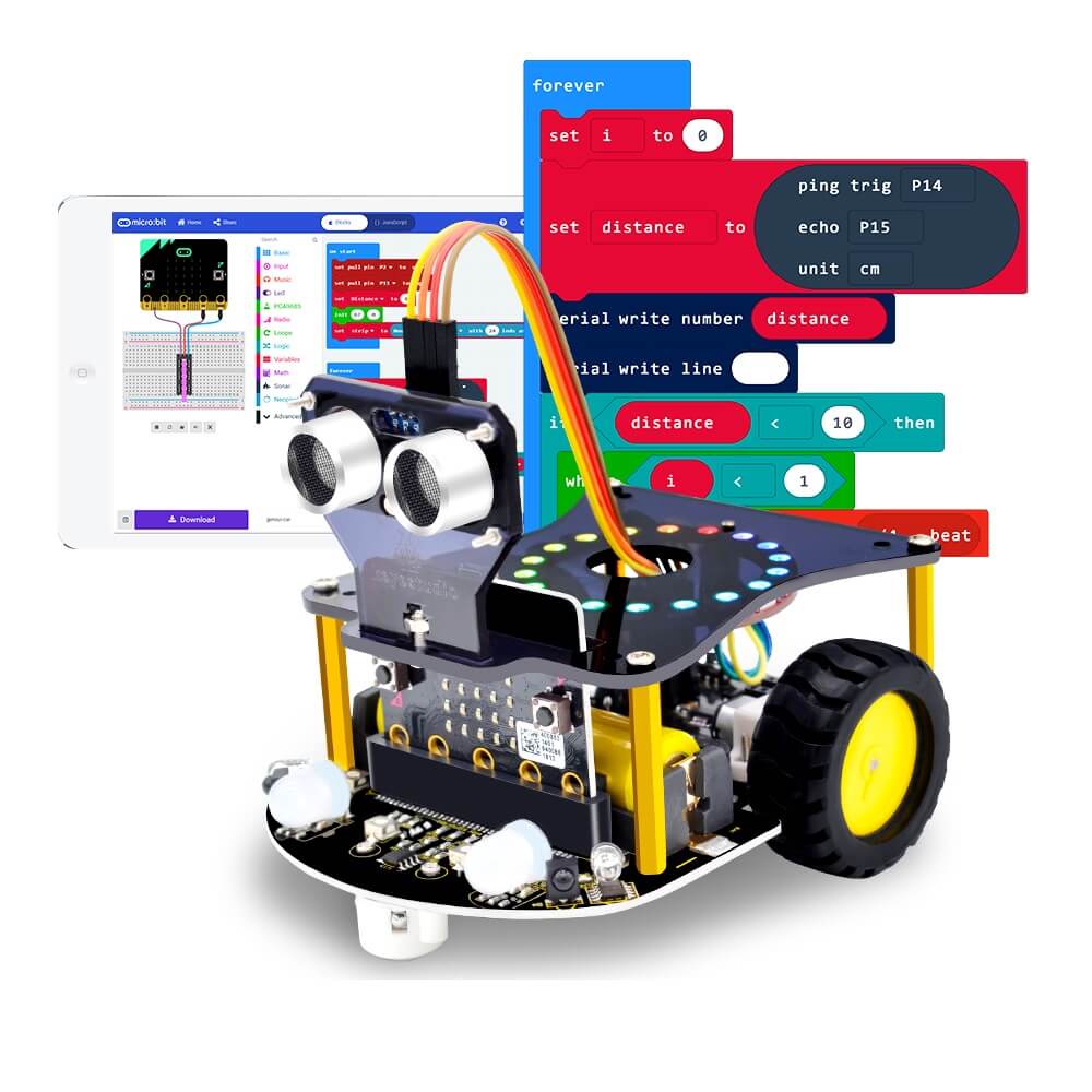 【樂意創客官方店】Micro:bit Mini V2.0 智能小車 Microbit Scratch 麥昆小車 登月小車 | 蝦皮購物