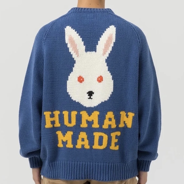 FLOMMARKET] Human Made Rabbit Raglan Knit Sweater 兔子毛衣藍色