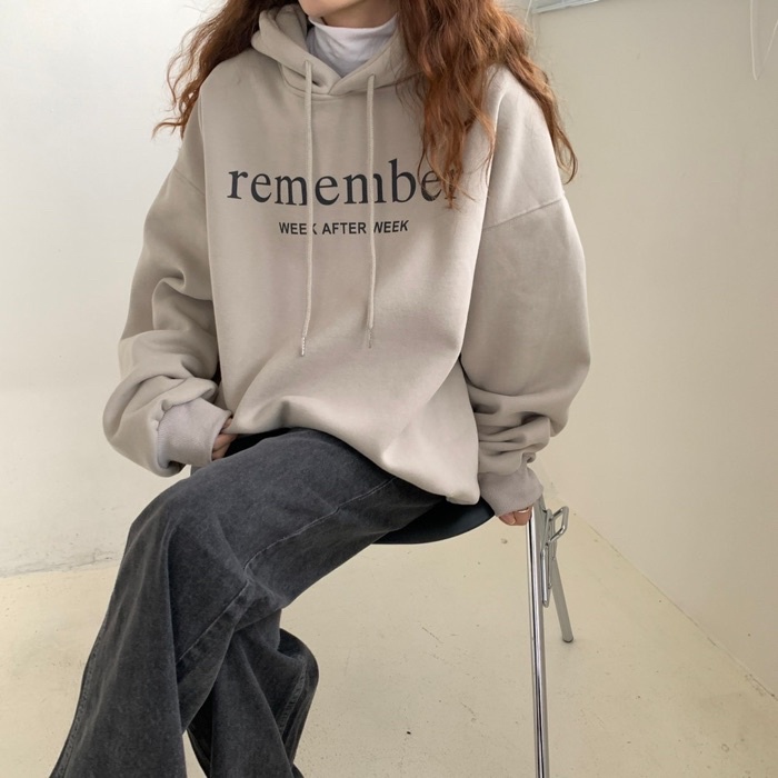 TAB SPACE _ REMEMBER , 石頭暗灰色細的英字刷毛帽tee (深灰 泥灰 米灰) | 蝦皮購物
