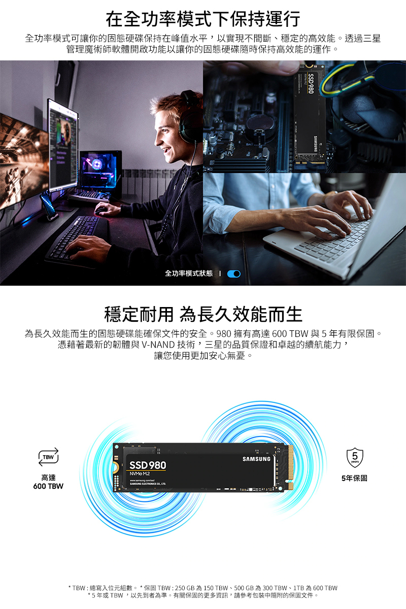 SAMSUNG 980 PCIe 3.0 NVMe M.2 固態硬碟1TB MZ-V8V1T0BW 送硬殼包 