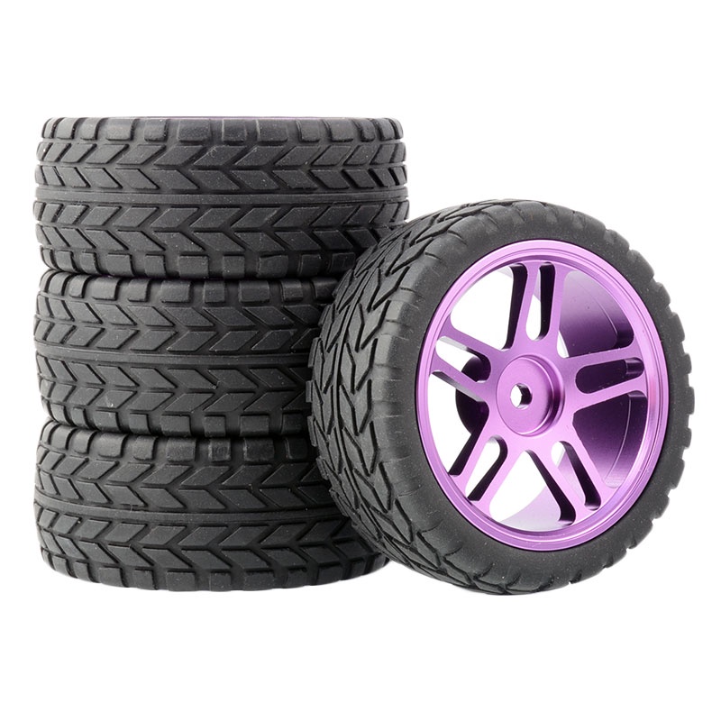 Lot De 4 Pneus En Caoutchouc Avec Jantes Métalliques – 65 Mm – Hex 12 Mm – Compatible Wltoys 144001, 124019, A959, Etc. – Pièces De Rechange RC