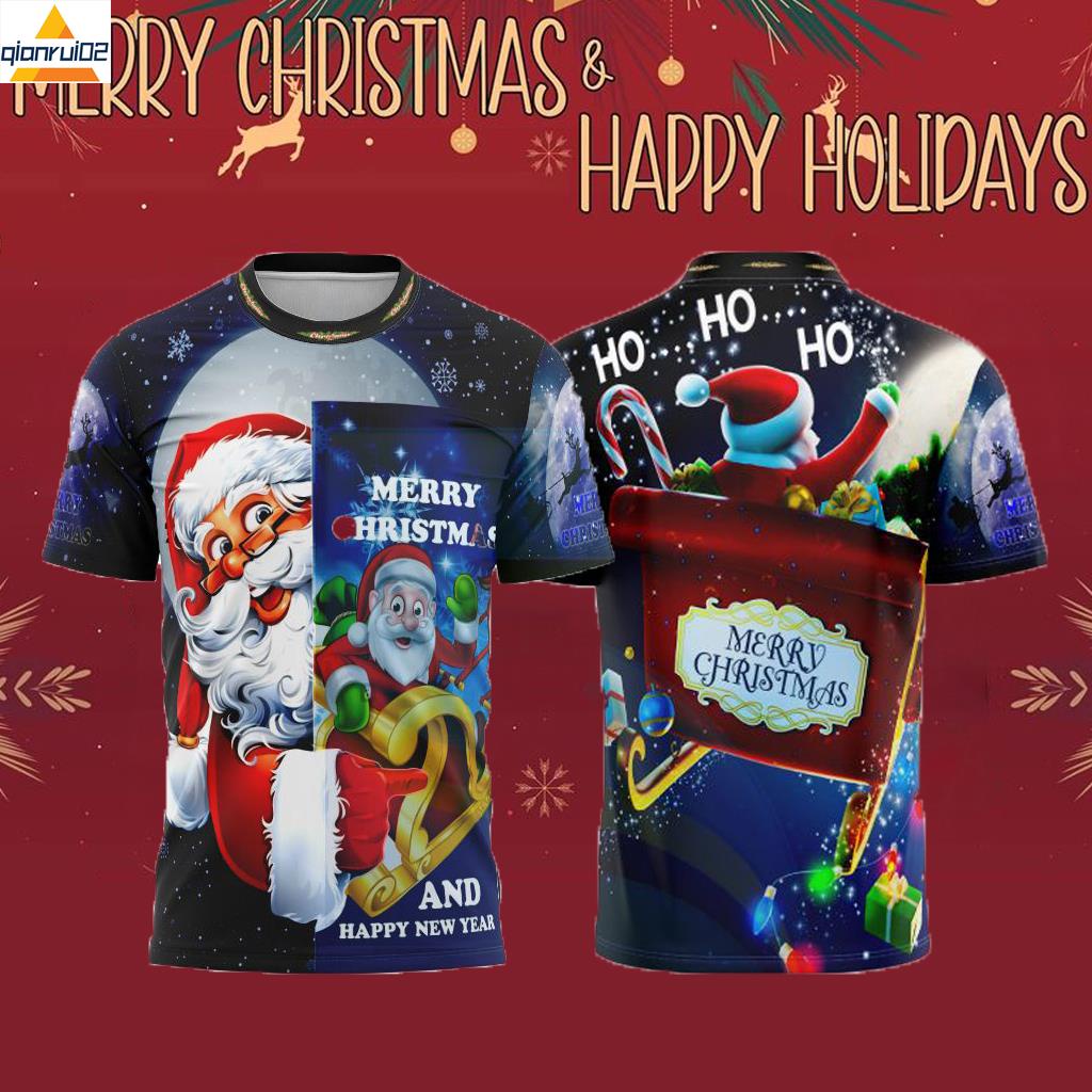 (Qianrui02) Merry Christmas Jersey 全新 2024 聖誕聖誕老人聖誕 T 恤全昇華超細 蝦皮購物