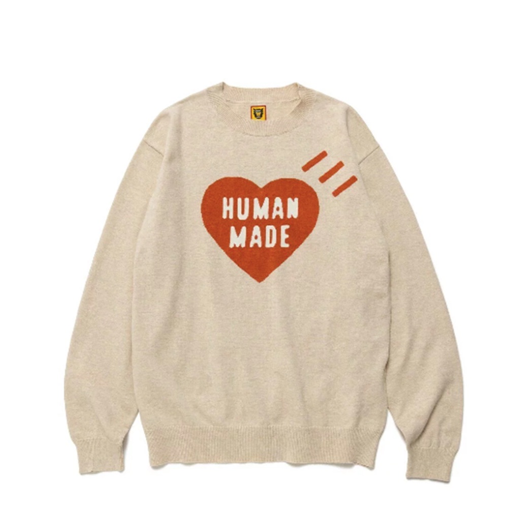 FLOMMARKET] HUMAN MADE HEART L/S KNIT SWEATER 愛心針織毛衣米色