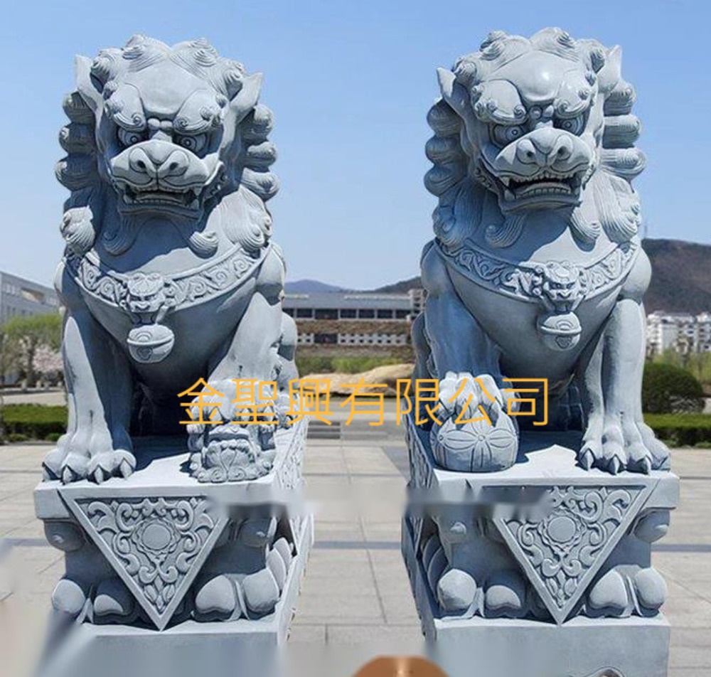 石獅子一對看門鎮宅家用青石精雕大型擺件祠堂公司大門口獅子佛寺佛堂