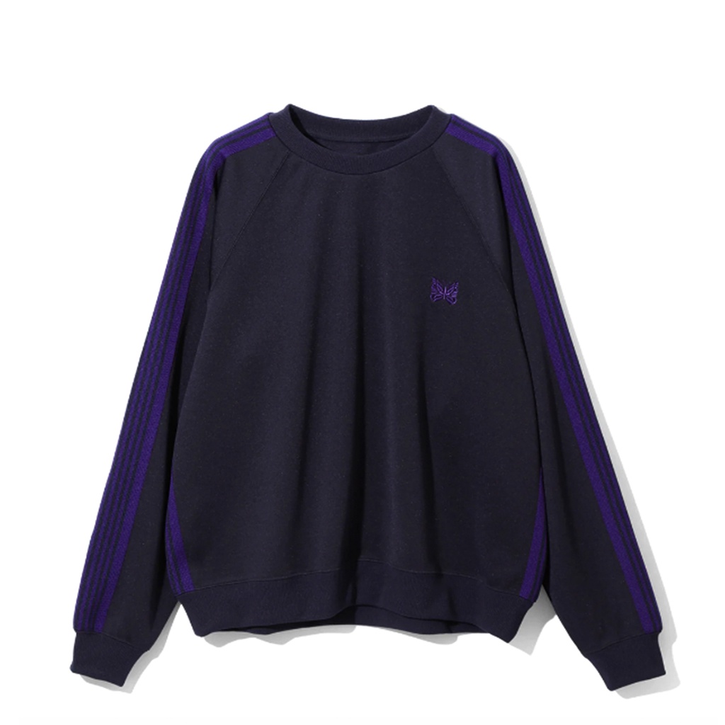 FLOMMARKET] Needles 23AW Track Crew Neck Shirt 電繡蝴蝶大學T 深藍