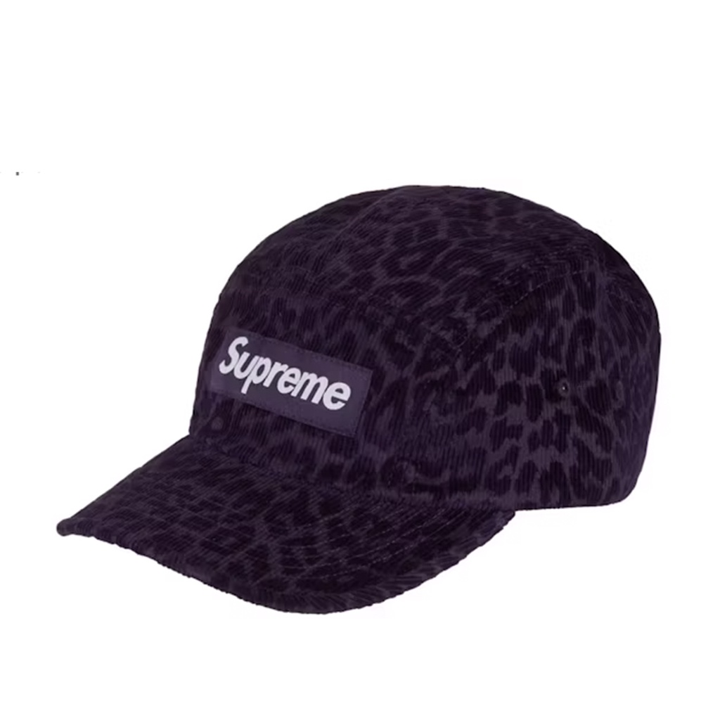 FLOMMARKET] Supreme 23FW Leopard Corduroy Cap 豹紋燈芯絨老帽紫色