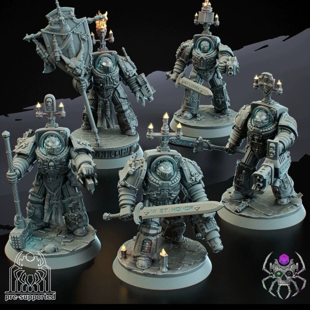 【577人收藏】戰錘40k灰騎士小隊70mm白模手辦模型 | 蝦皮購物