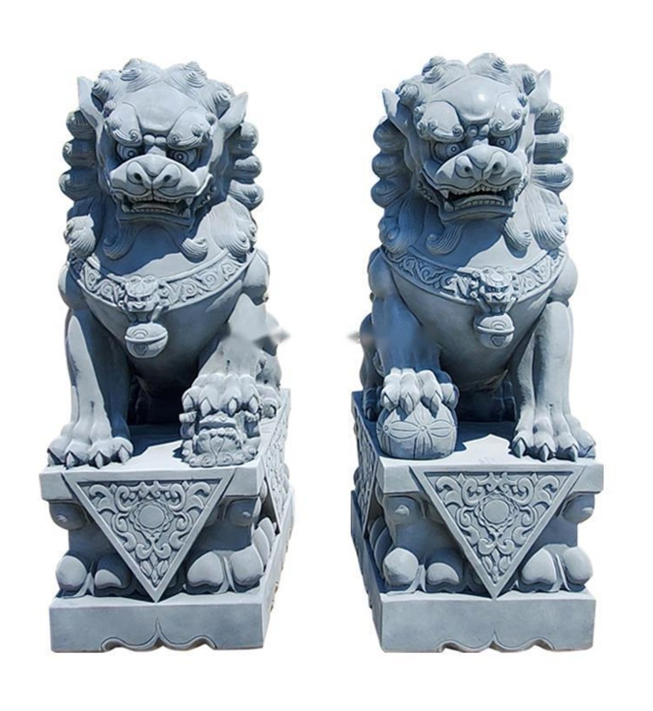 石獅　獅子像 天然石　置物 石獅子一對看門鎮宅家用青石精雕大型擺件祠堂公司大門口獅子佛寺佛堂